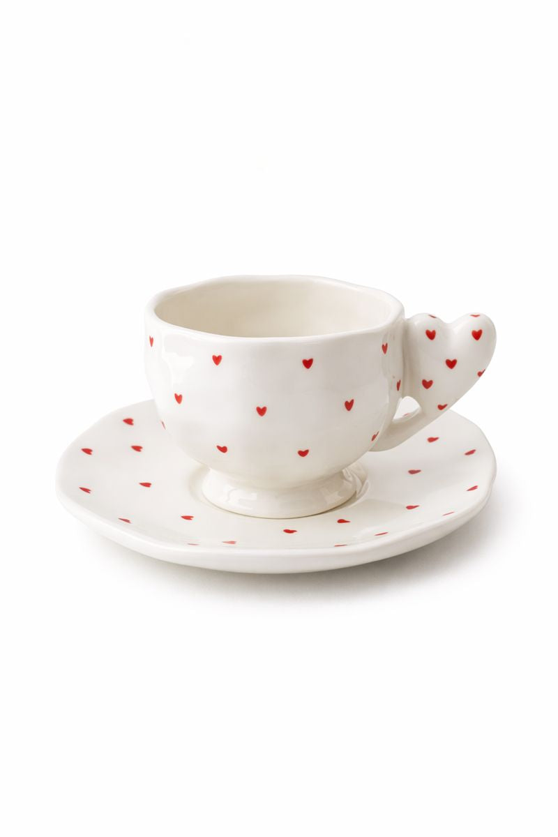 Xícara Amore com Pires Clássico | Pérola em Porcelana