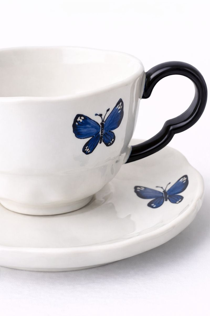 Xícara Borboleta com Pires Delicado | Pérola em Porcelana