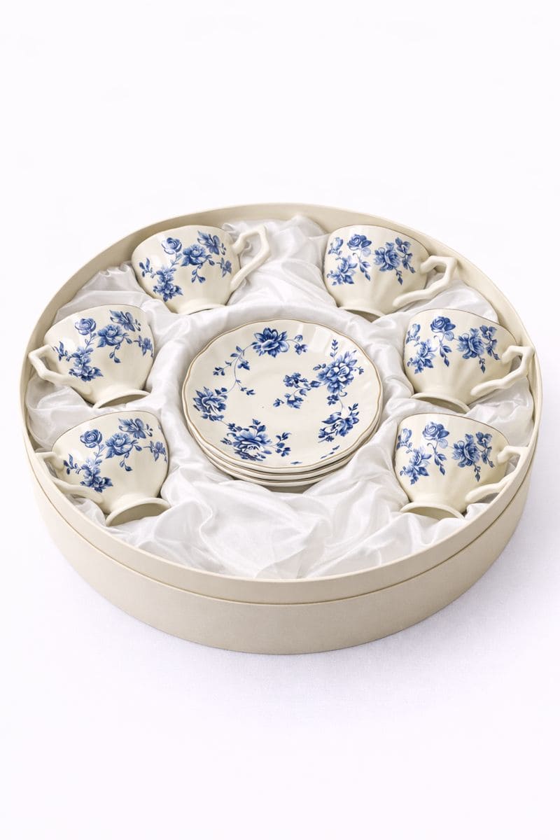 Coleção Rubi Azul – 12 peças | Pérola em Porcelana