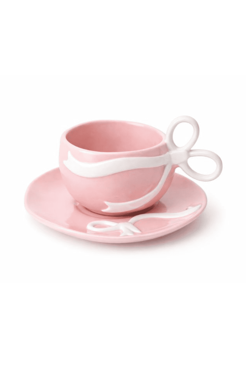 Xícara Laço Rosé | Pérola em Porcelana