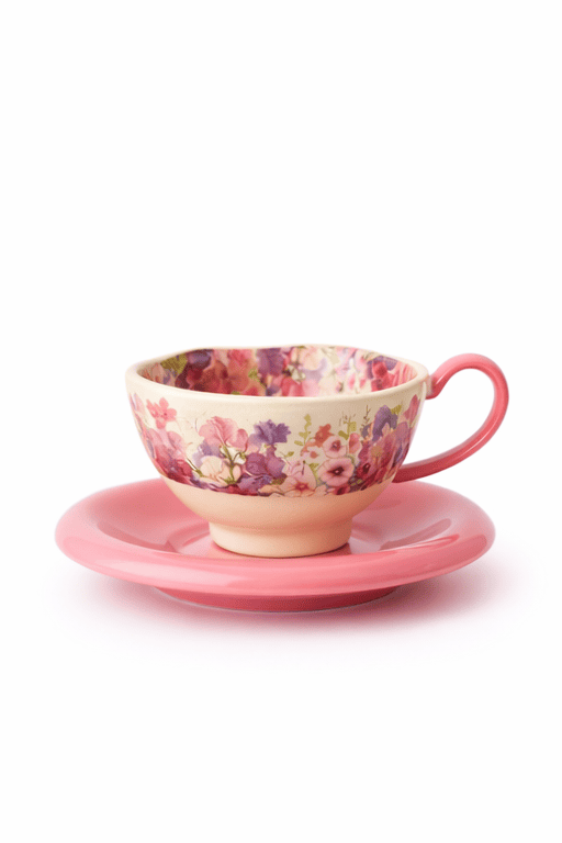 Xícara Bouquet Rosé com Pires | Pérola em Porcelana