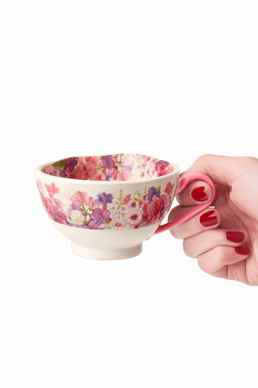 Xícara Bouquet Rosé com Pires | Pérola em Porcelana